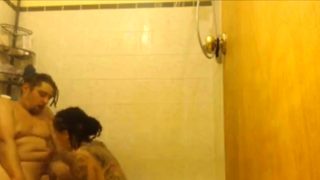 Stacked amateur wife delivers a deep blowjob in the shower