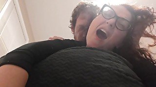 face shot of wife during anal husband cums quick