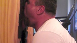 Having cock in glory hole