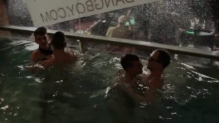 European party boys cocksucking at the pool