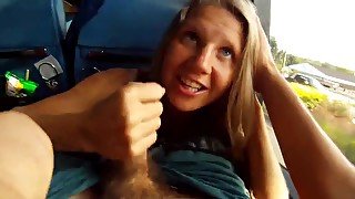 Public blowjob on a bus