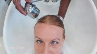 Sensual washing hair and massage in hair salon. Touching of Master bring me orgasm. Tik Tok 