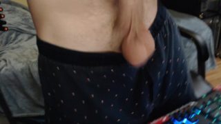 LOW HANGERS BOUNCING BALLS & HUGE UNCUT DICK JERK OFF UP CLOSE. NO CUM SHOT