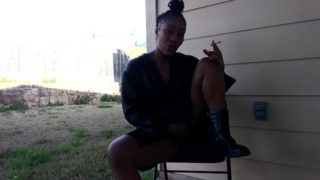 SweetButtTasty smoking and fingering herself in the backyard!!!!!