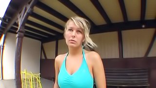 Enticing amateur milking a stiff pecker in a close up pov clip