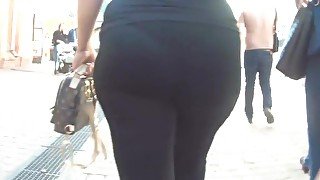 Touch big ass in black spandex