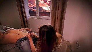 NEW LEVEL POV: I masturbate your dick at sunset and you cum in my mouth 👄 👅