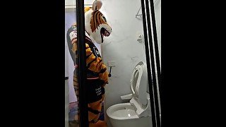 Tiger mascot peeing