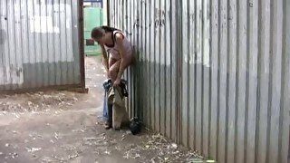 Public pissing video with kinky brunette hottie Olga