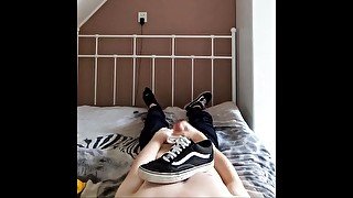 POV Cute twink in vans jerking off