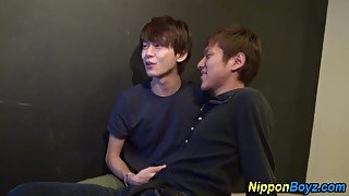 Japanese twink sprays cum