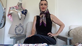 In the Satin Scarf Fitting Studio: 5 new scarves as a head and neck scarf, part 1