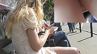 Blonde peach was caught in upskirt free video