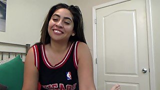 POV video of a beautiful Latina brunette  being fucked hard