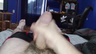 Stroking my dick and cumming