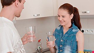 Casual fucking in a kitchen