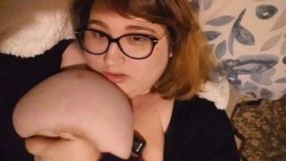 Huge tits BBW gets off with unicorn vior - high pitch moans