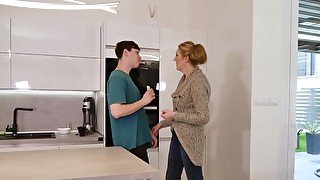 Mature blonde woman cheating on her hubby with a teen