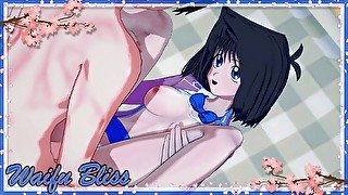 Anzu Mazaki gets cum in her pussy then anal creampie (Yu Gi Oh Hentai)