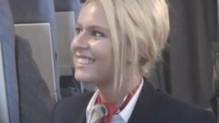 Blonde air hostess