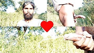 Beard men Rajesh Playboy 993 masturbating outdoor in the jungle, public and cumming huge cum load