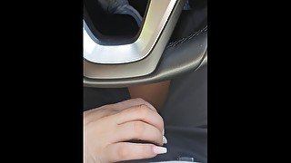 Step mom public handjob in the car make step son cum on her hands