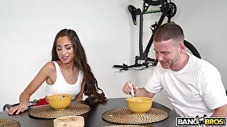 Amazing fucking on the table with stunning girlfriend Cameron Canela