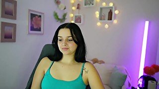 Curvy big natural tits brunette teen 18+ babe webcam show