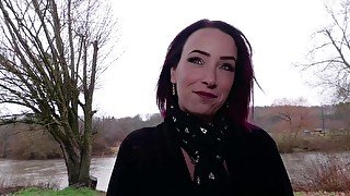 Redheaded babe with a fat ass gets picked up for banging