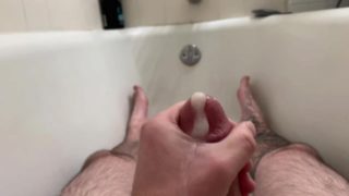 Stroking my throbbing cock until I cum all over myself. 