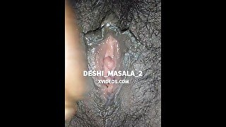 Horny Indian Wife's Wet Hairy Pussy playing,  & make Cum With Fingering