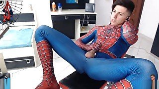 Hot Guys Jerk Off In Spiderman Outfit