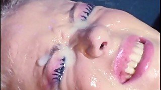 Dirty blonde slut Missy Monroe masturbates while getting jizzed on