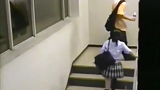 Voyeur busts a japanese student riding a teacher on campus !!!