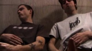 Skater punks wanking off and jizz on table