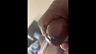 Jerking big black dick (cumshot)