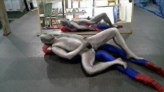 zentai croc humps his spiderman dummy