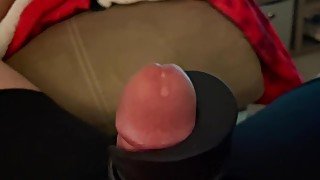 Hands Free Vibrator Makes COCK Jump and Leak until Huge CUM Explosion