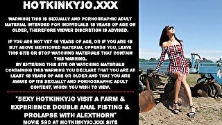 Sexy Hotkinkyjo visit a farm & experience double anal fisting & prolapse with AlexThorn