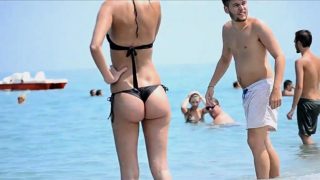 Amazing ass greek babe beach