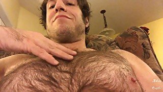 Hairy Stud Plays With His Chest & Nipples