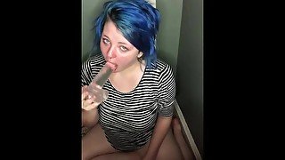 Thick alt bitch rides and sucks huge dildo