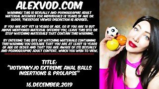 Hotkinkyjo extreme anal balls insertions, ass fisting & prolapse