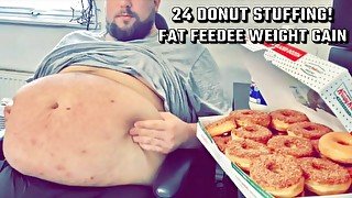 24 Krispy Kreme Belly Stuffing! Feedjeezy Male Feedee belly stuffing Fatpad