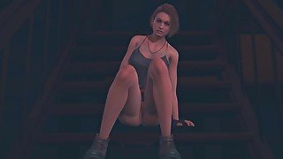 Jill Valentine masturbates on the stairs