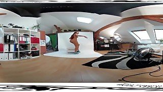 Perfect babe Ornella Morgan 3DVR360 video from photoshoot before masturbat