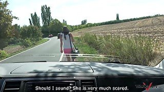 Misa lets a kinky guy fuck her in the car while her tits bounce