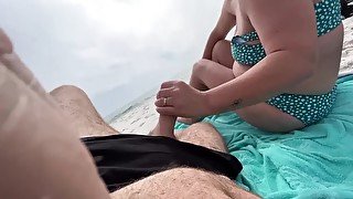 Hand/Blowjob on public beach