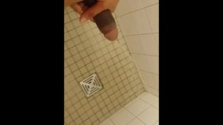 Hung teen DomTop almost caught pissing in gym public shower