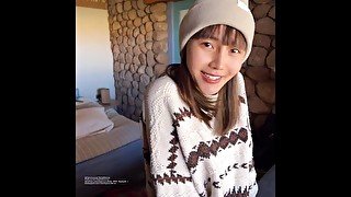 Couple have sex in the holiday cabin, she have very sweet smile.